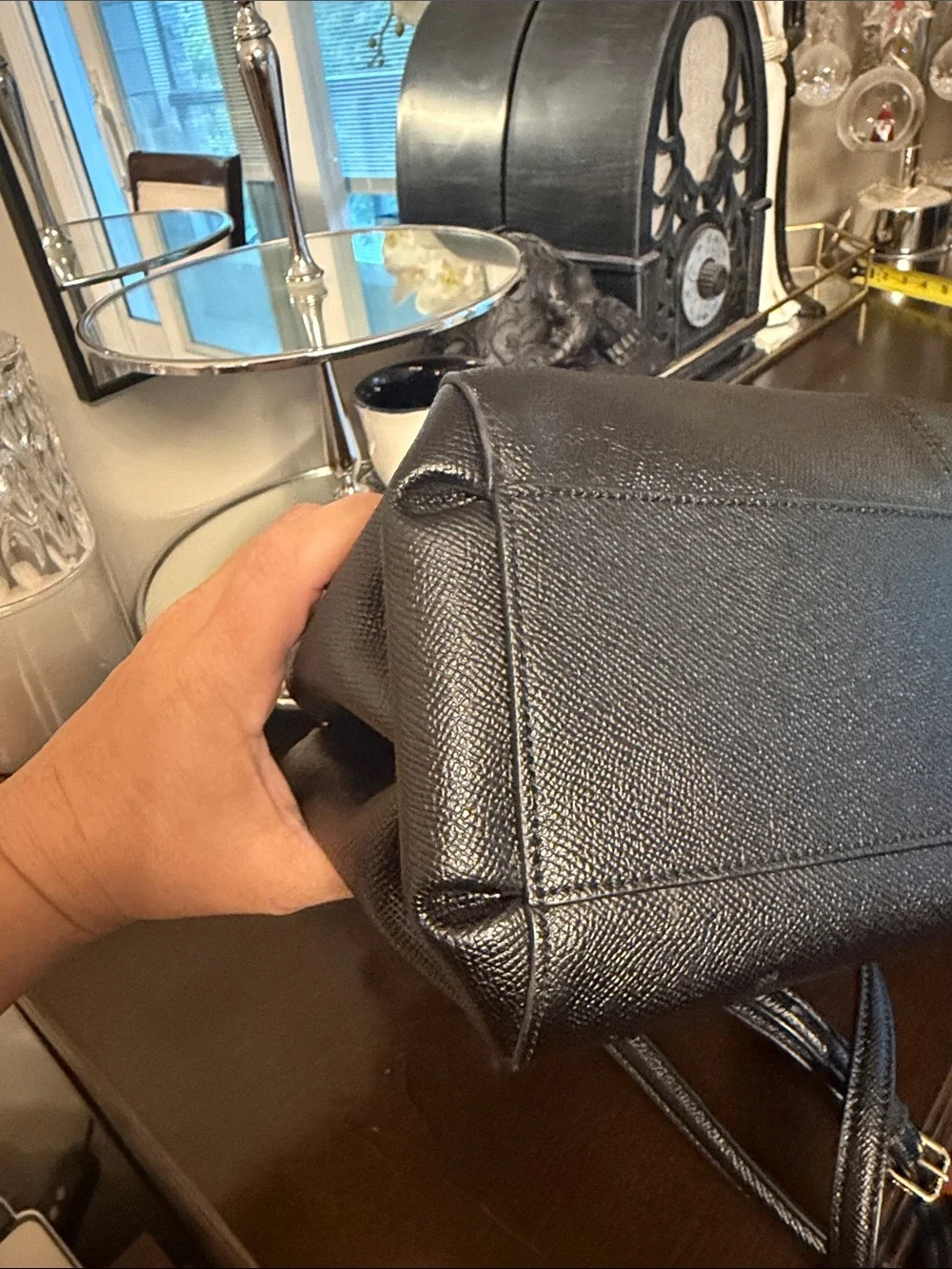Coach Christie Black Saffiano Leather Satchel Crossbody Shoulder Triple entry